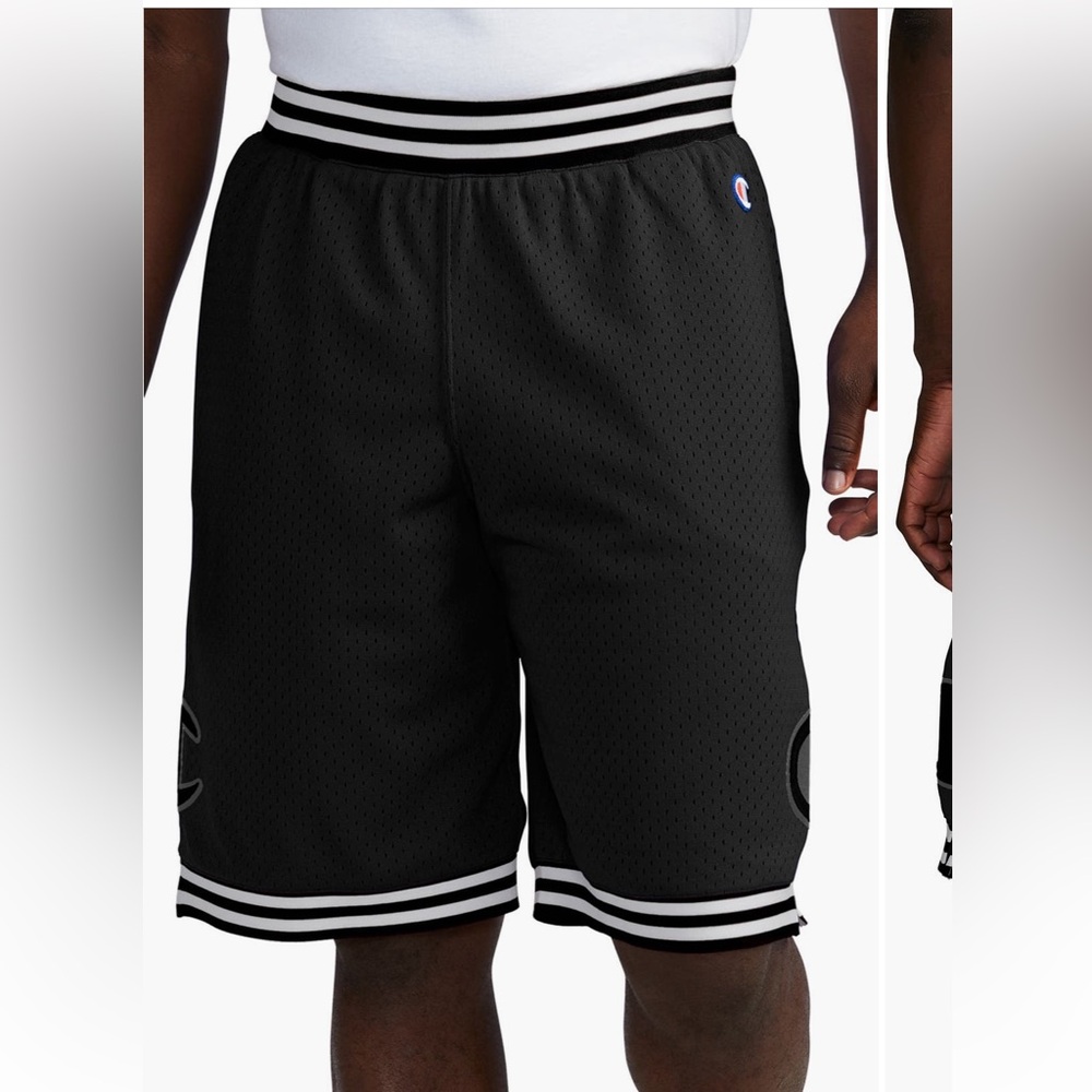 Champs Black Athletic Shorts with Striped Hem